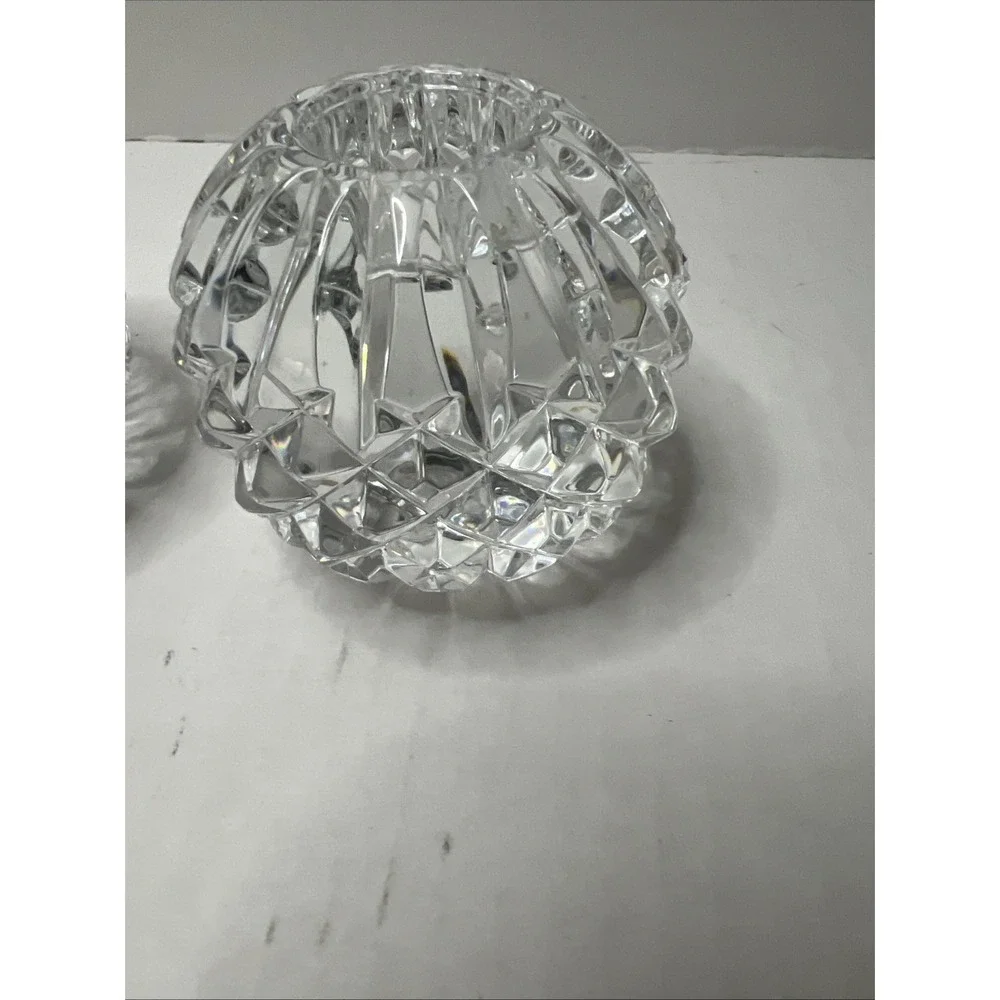 Vintage pair Waterford Crystal Ball Votive Candle Holders Signed